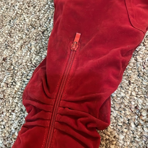 Womens De Blossom Collection Over The Knee Red Heeled Boots - Picture 4 of 9